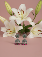 Eluria Oxidized Silver Multicolour Beaded Jhumka Earrings