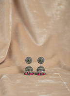 Eluria Oxidized Silver Multicolour Beaded Jhumka Earrings