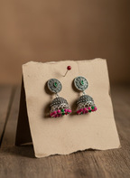 Eluria Oxidized Silver Multicolour Beaded Jhumka Earrings