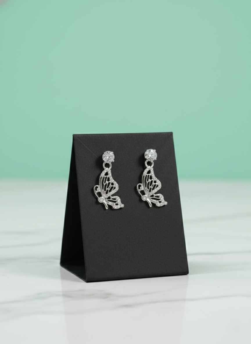 Eluria Stylish Silver Butterfly Drop Earrings for Women & Girls | Daily & Party Wear | 1 Pair