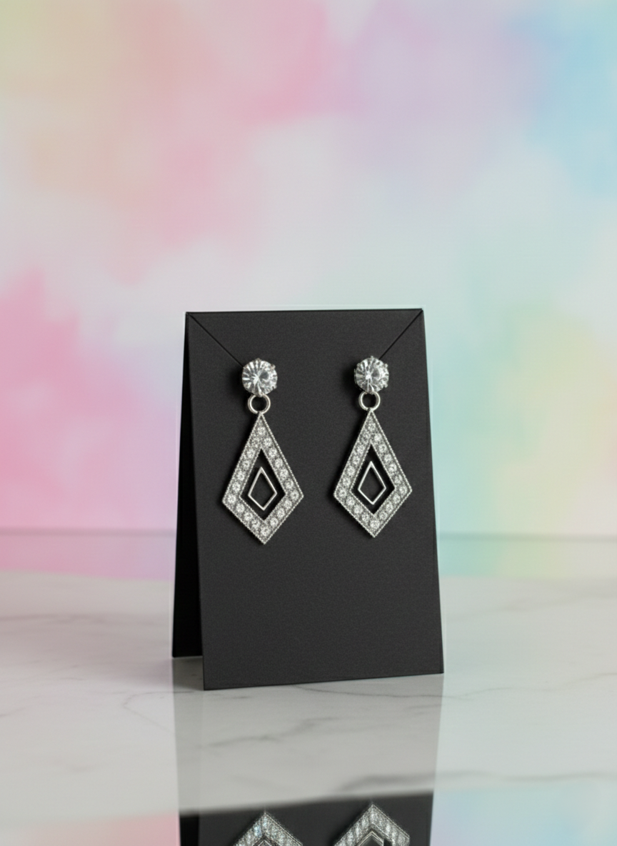 Eluria Stylish Silver Diamond Shape Drop Earrings for Women & Girls | Daily & Party Wear | 1 Pair