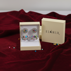 Eluria Multicolour Floral Stone Jhumkas with Ear Chain