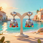 Eluria Oxidized Silver Multicolour Beaded Jhumka Earrings – 2.0